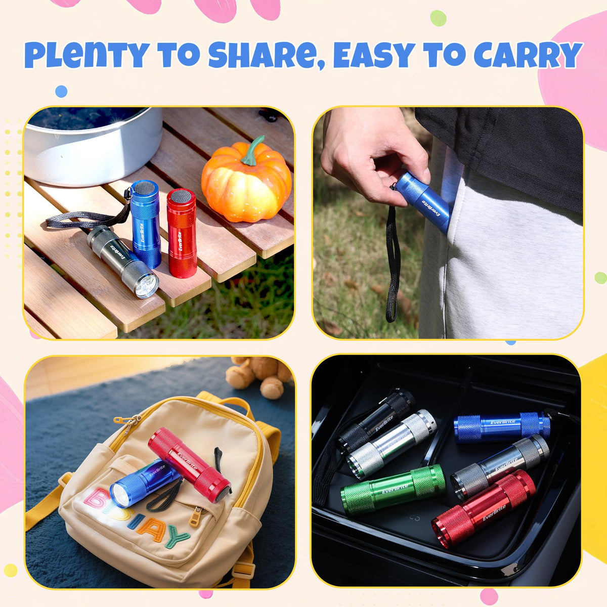 EverBrite compact LED flashlight showing tail-cap switch for quick use at night