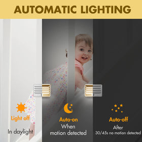 EverBrite night light detects motion up to 15 feet for quick visibility.