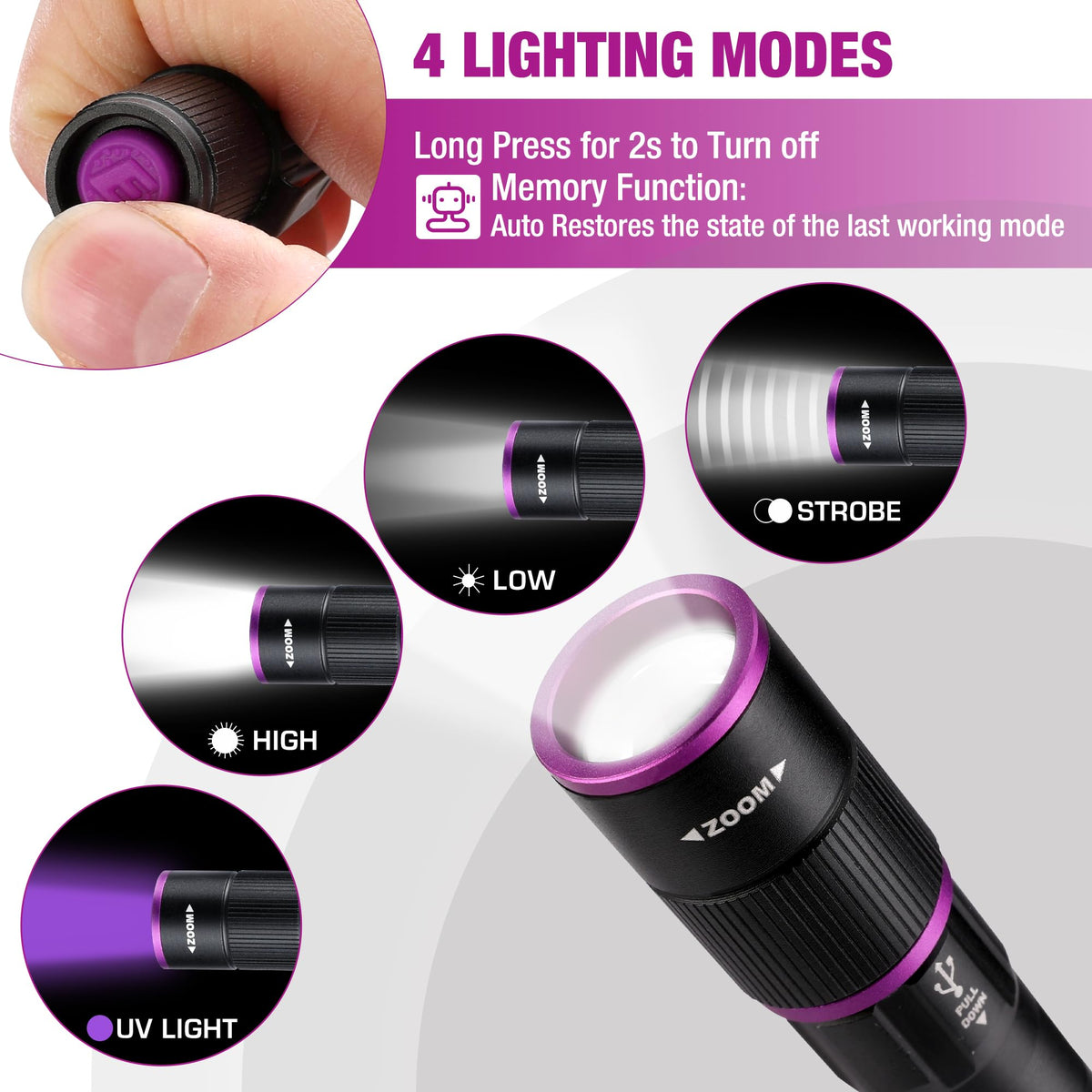 EverBrite pen flashlight with white light and zoomable beam for versatile outdoor tasks.