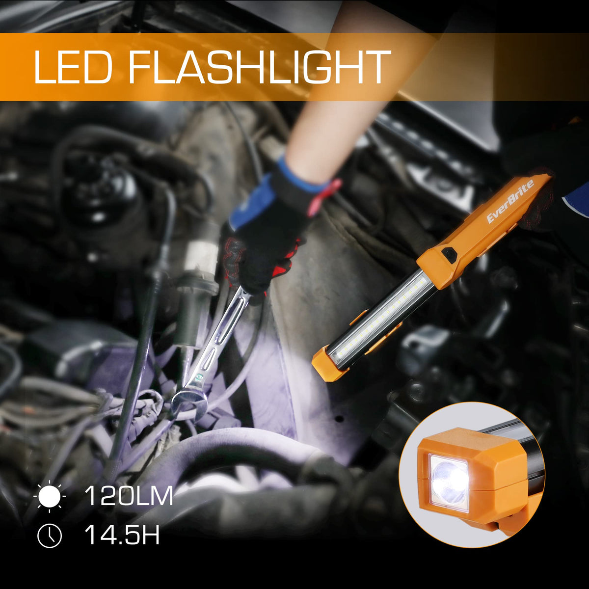 EverBrite portable emergency light ideal for car repairs and outdoor use.