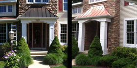 Before and after Everbrite application showing restored fade on metal
