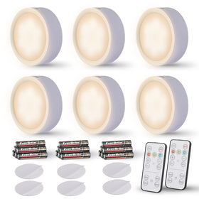 EverBrite puck light with remote control for easy cabinet illumination.