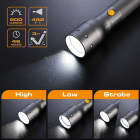 EverBrite tactical flashlight zoom control enables adjustable flood-to-spot focus