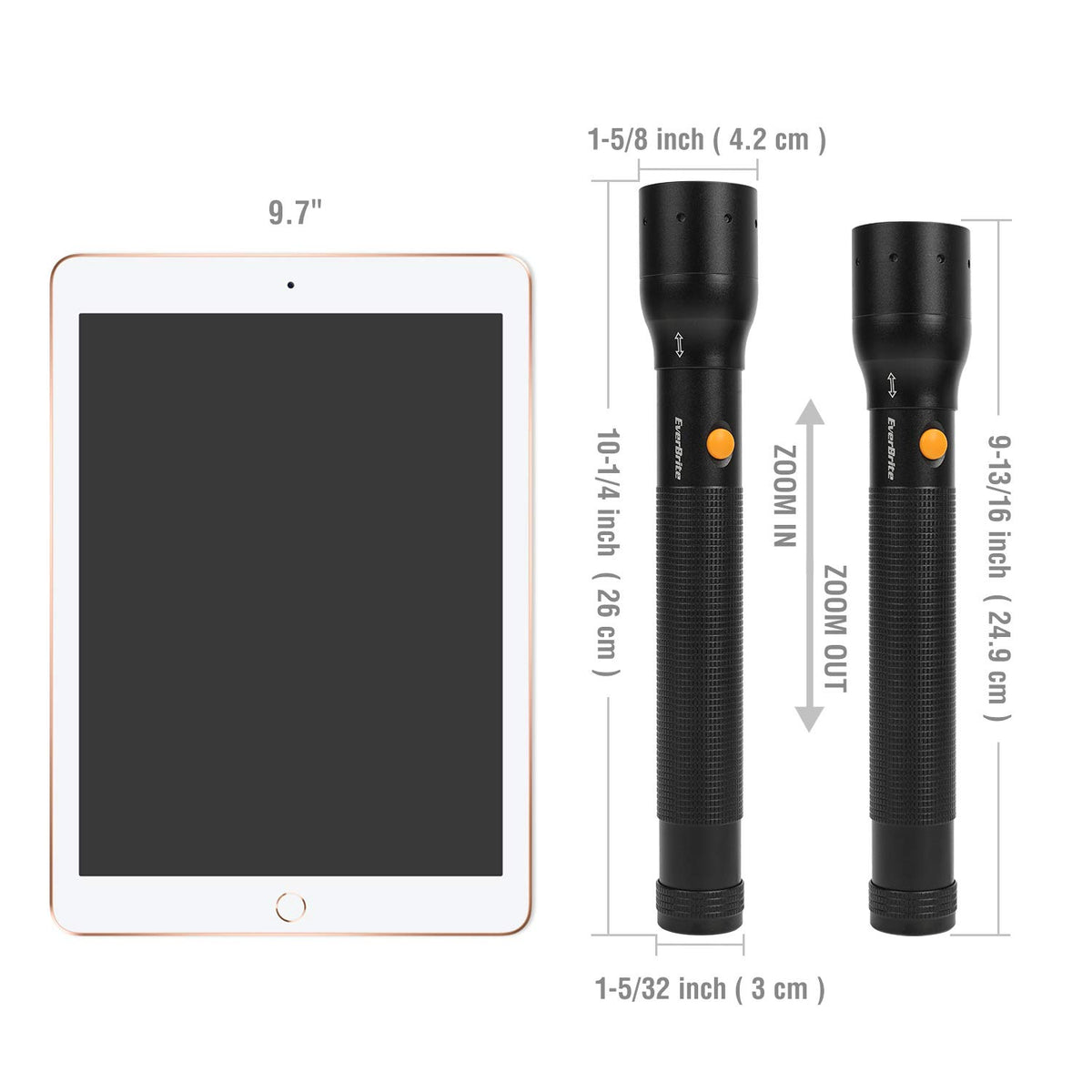 EverBrite durable aluminum body showcases heavy-duty construction and grip.