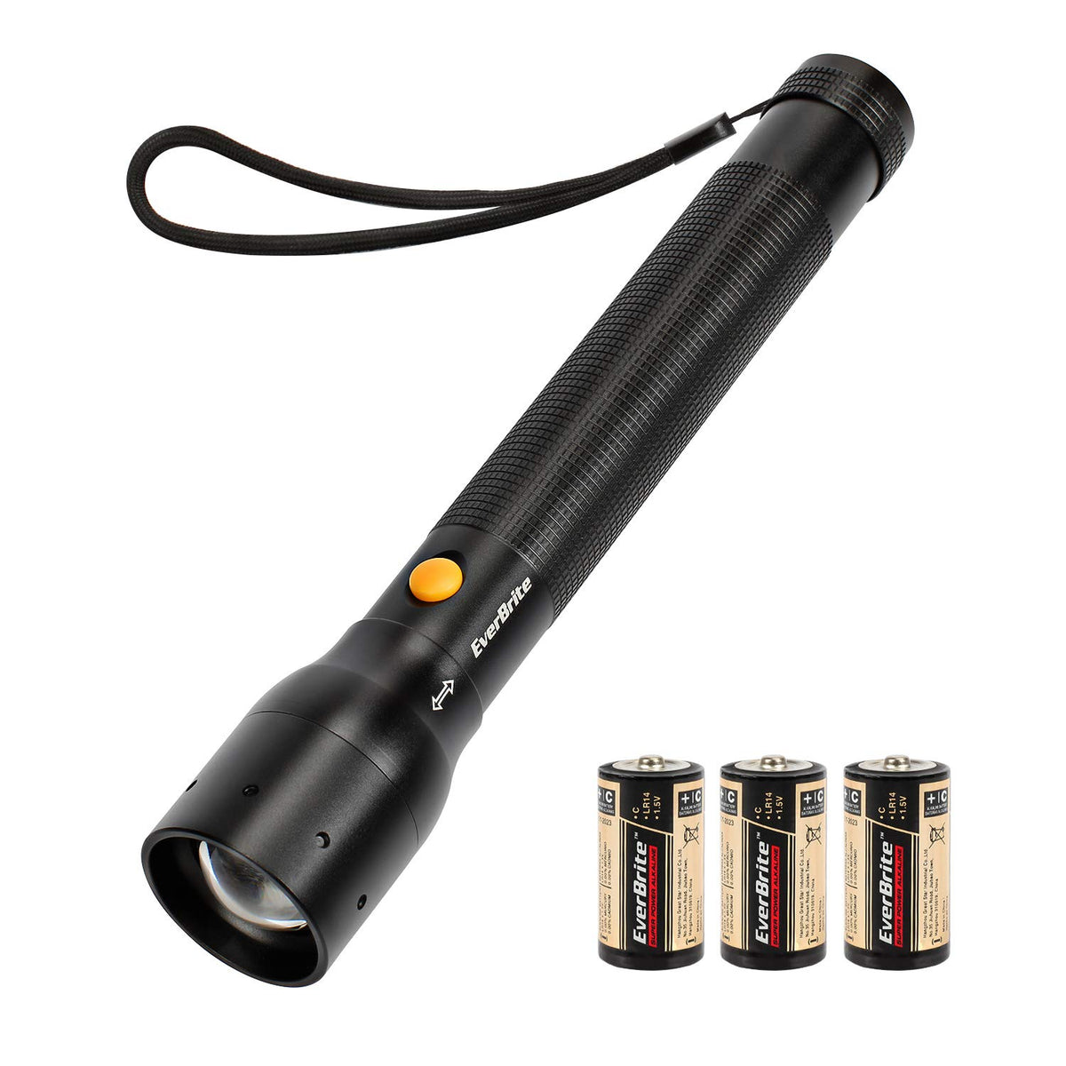 EverBrite Ultra Bright Tactical Flashlight front view shows rugged design for tough conditions.