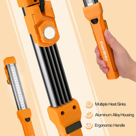 EverBrite work light with hanging hooks enables vertical or horizontal placement.