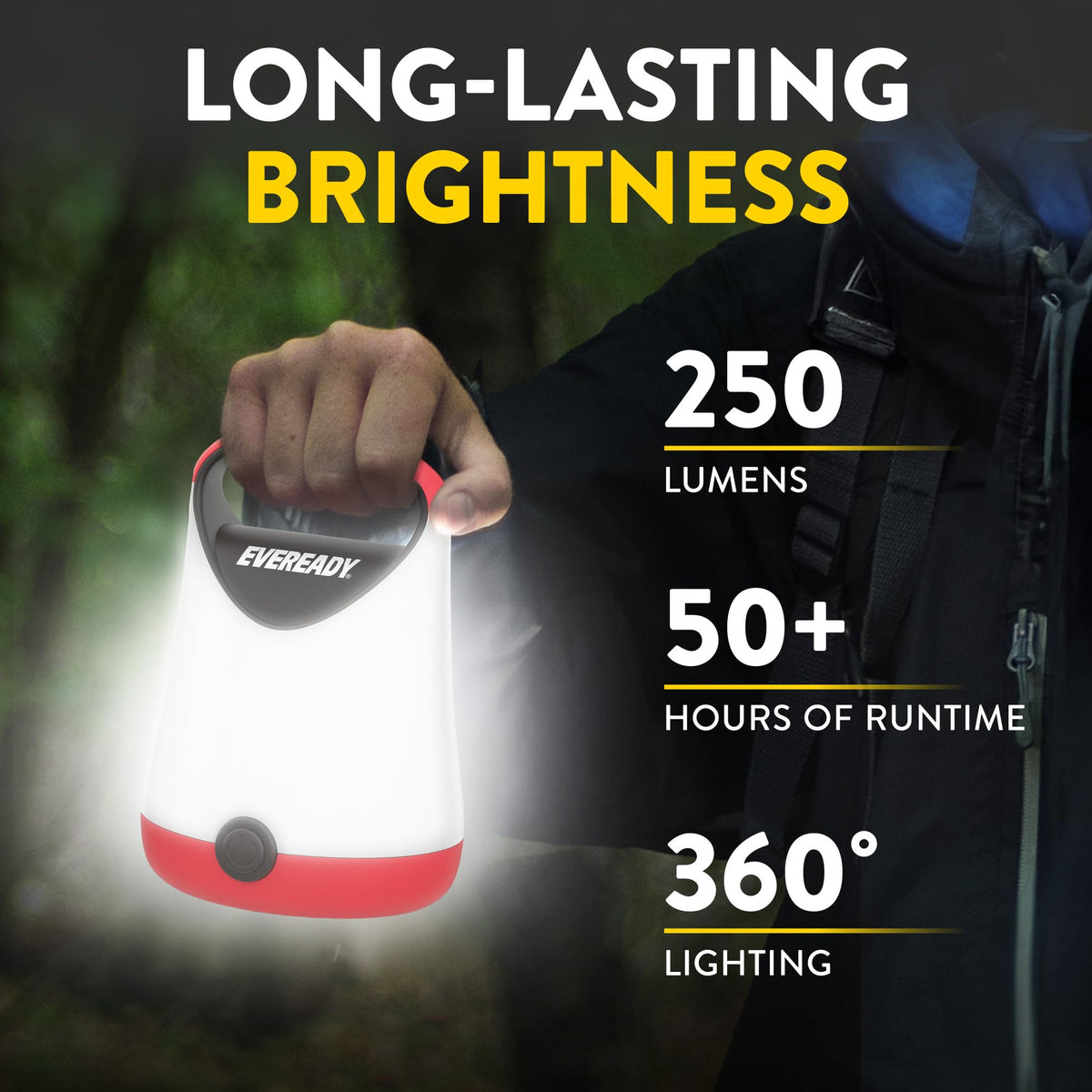 Eveready GPAL411 compact lantern with top handle for easy carrying on hikes