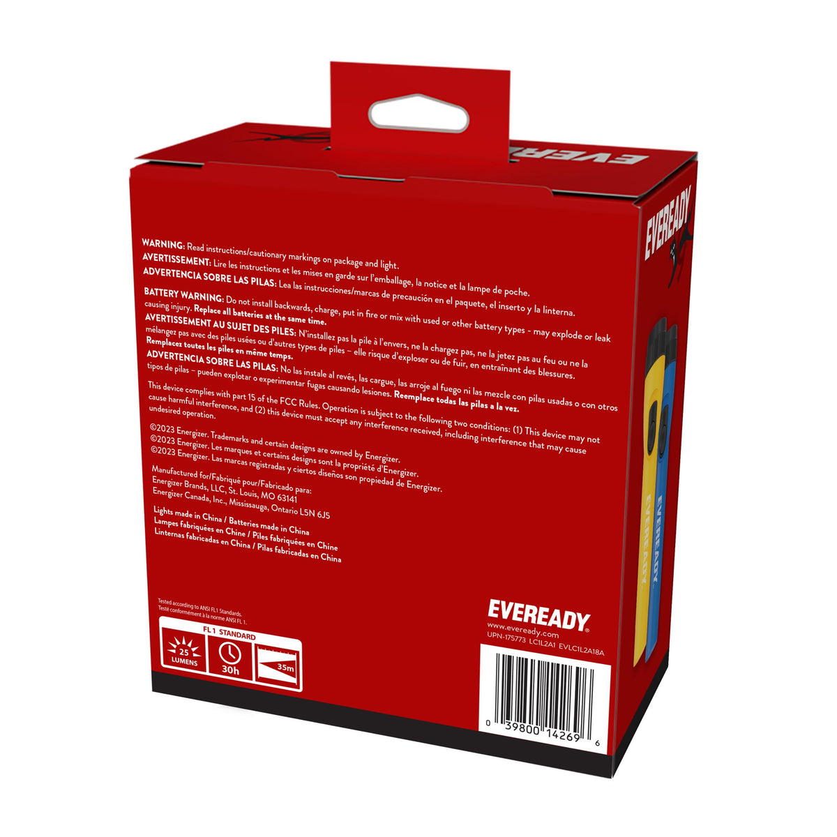 EVEREADY LED flashlight night time use demonstrating practical illumination
