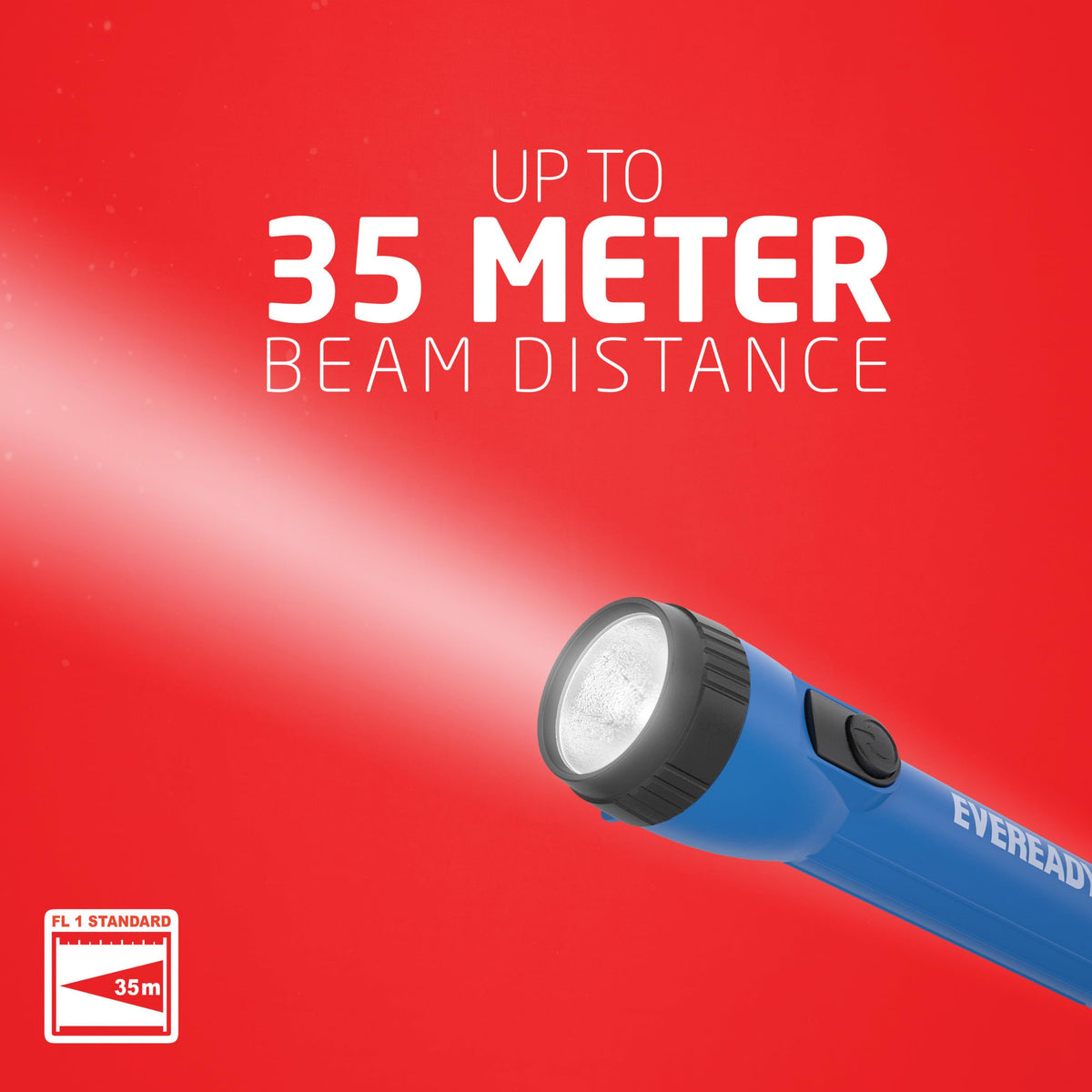 EVEREADY LED flashlight ribbed grip ensures secure handling