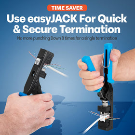 Ergonomic grip on Everest easyJACK reduces hand fatigue during installs.