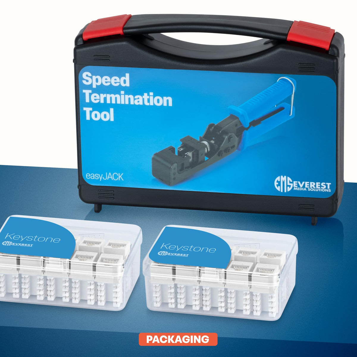 Everest easyJACK performs a one-motion cut for faster terminations.
