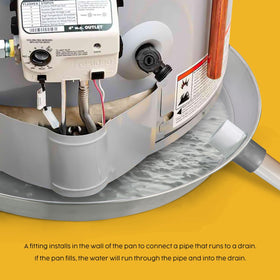 Everflow 2.5-inch deep pan providing extra capacity for drips