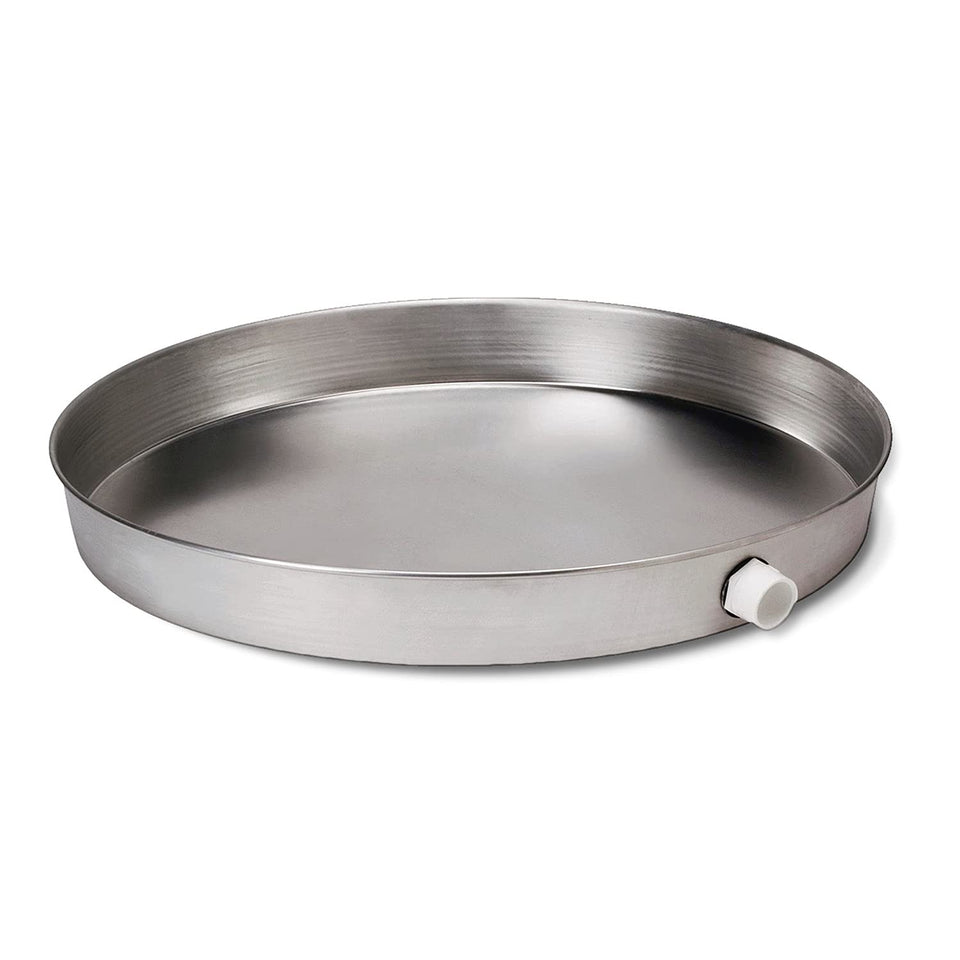 Everflow drain pan with 24-inch diameter designed to protect floors under a water heater