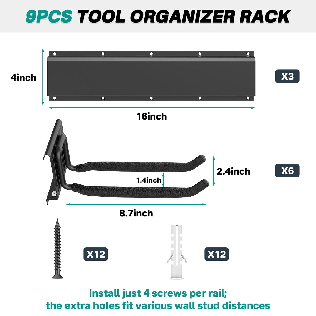 EverHANGER rubber-coated hooks close-up protecting tools and preventing slips.