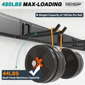 EverHANGER space-saving setup demonstrates wall storage freeing floor space.