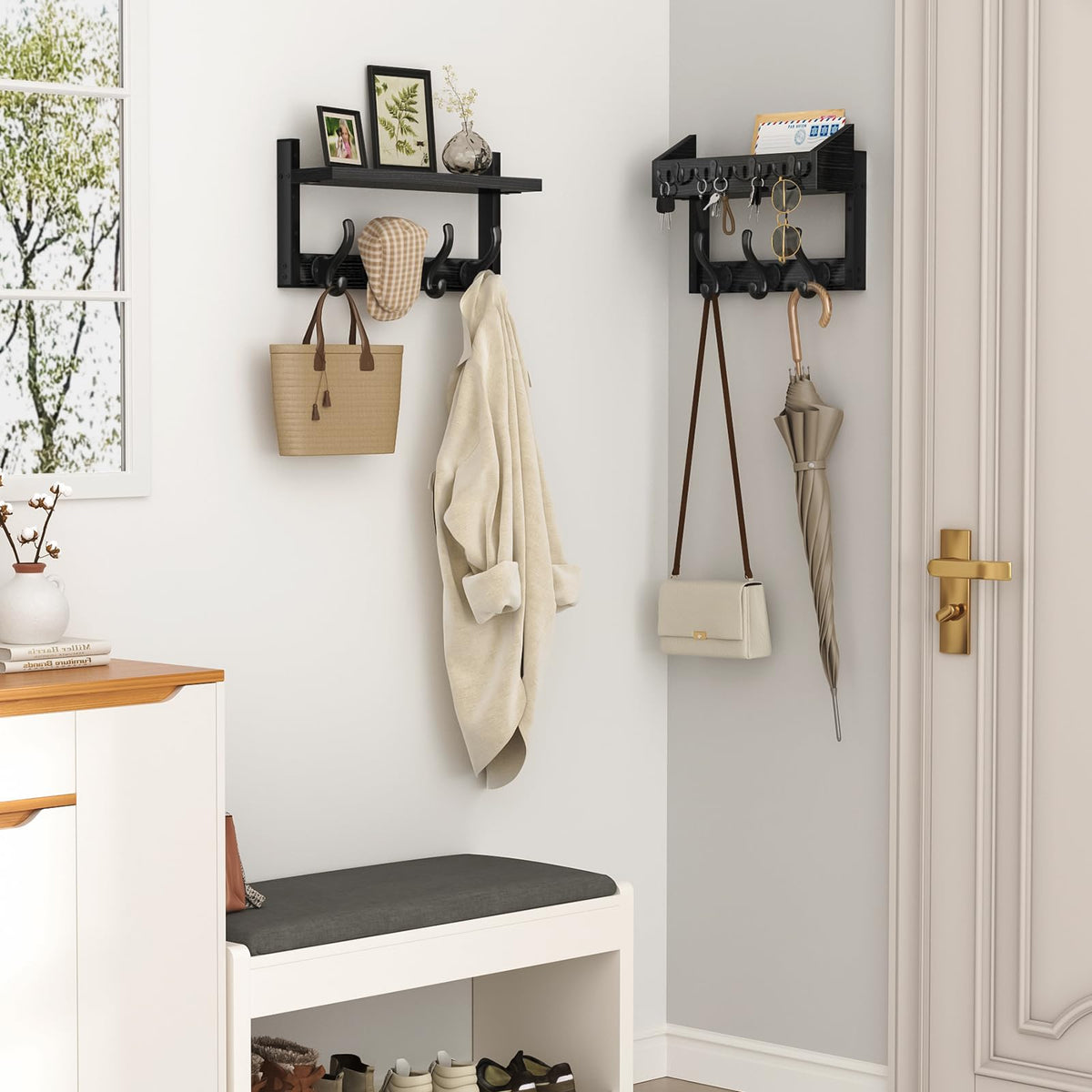 Evermagin 29-coat-rack-shelf side view highlighting sturdy mounting and durable materials.
