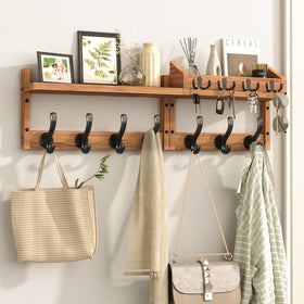 Evermagin 29-inch coat rack with shelf keeps coats and bags organized in entryways.