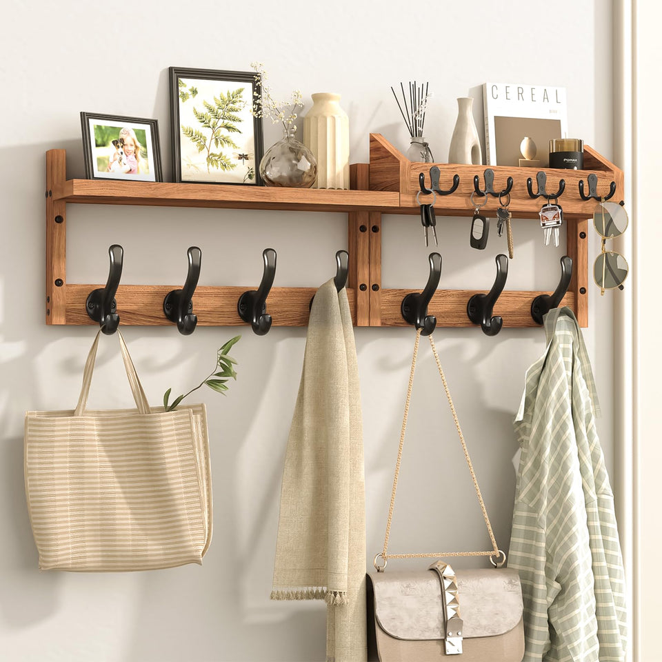 Evermagin 29-inch coat rack with shelf keeps coats and bags organized in entryways.