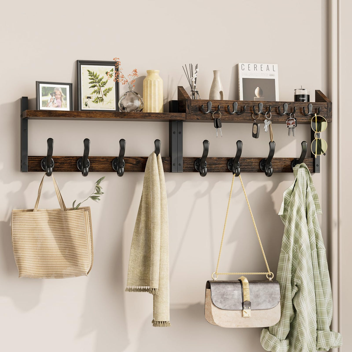 Evermagin 35-inch coat rack wall mount shelf for organized entryways.