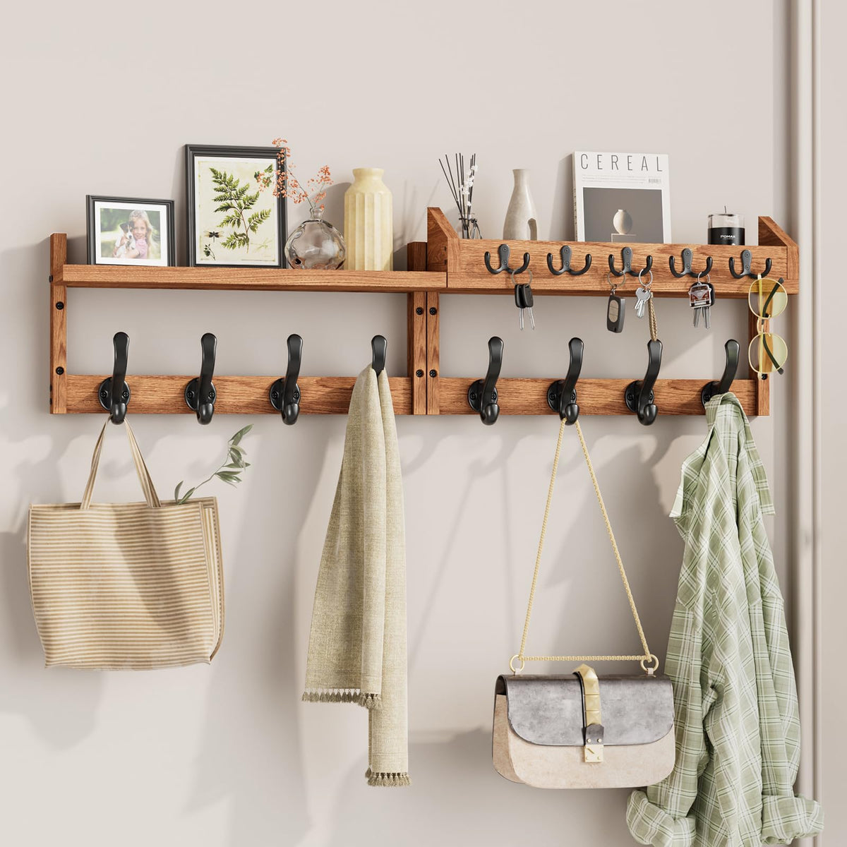 Evermagin 35-inch coat rack wall mount with shelf keeps outerwear organized and within reach.