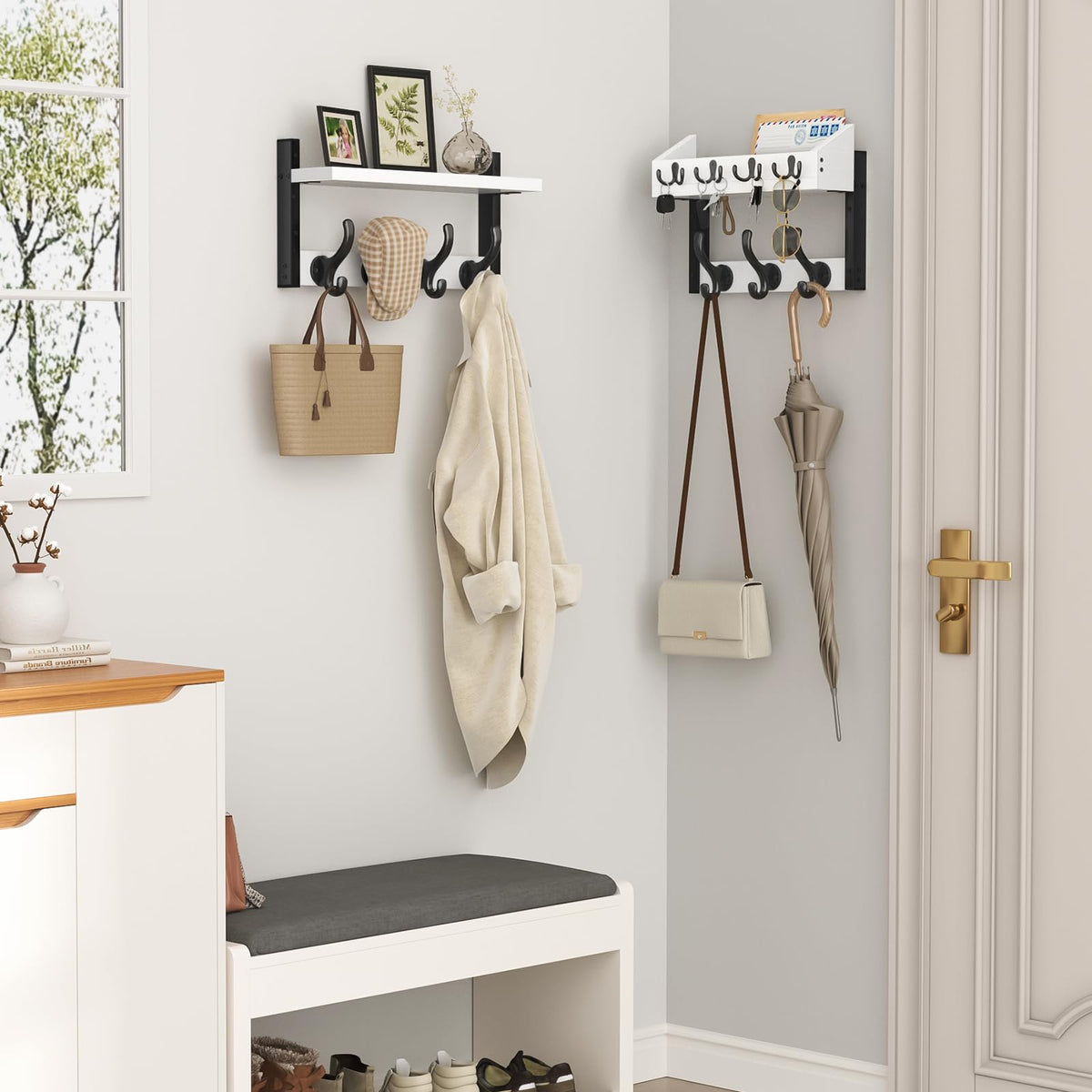 Evermagin coat rack with 11 hooks for versatile hanging
