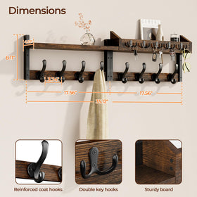 Evermagin coat rack 13 hooks close-up highlights sturdy storage.