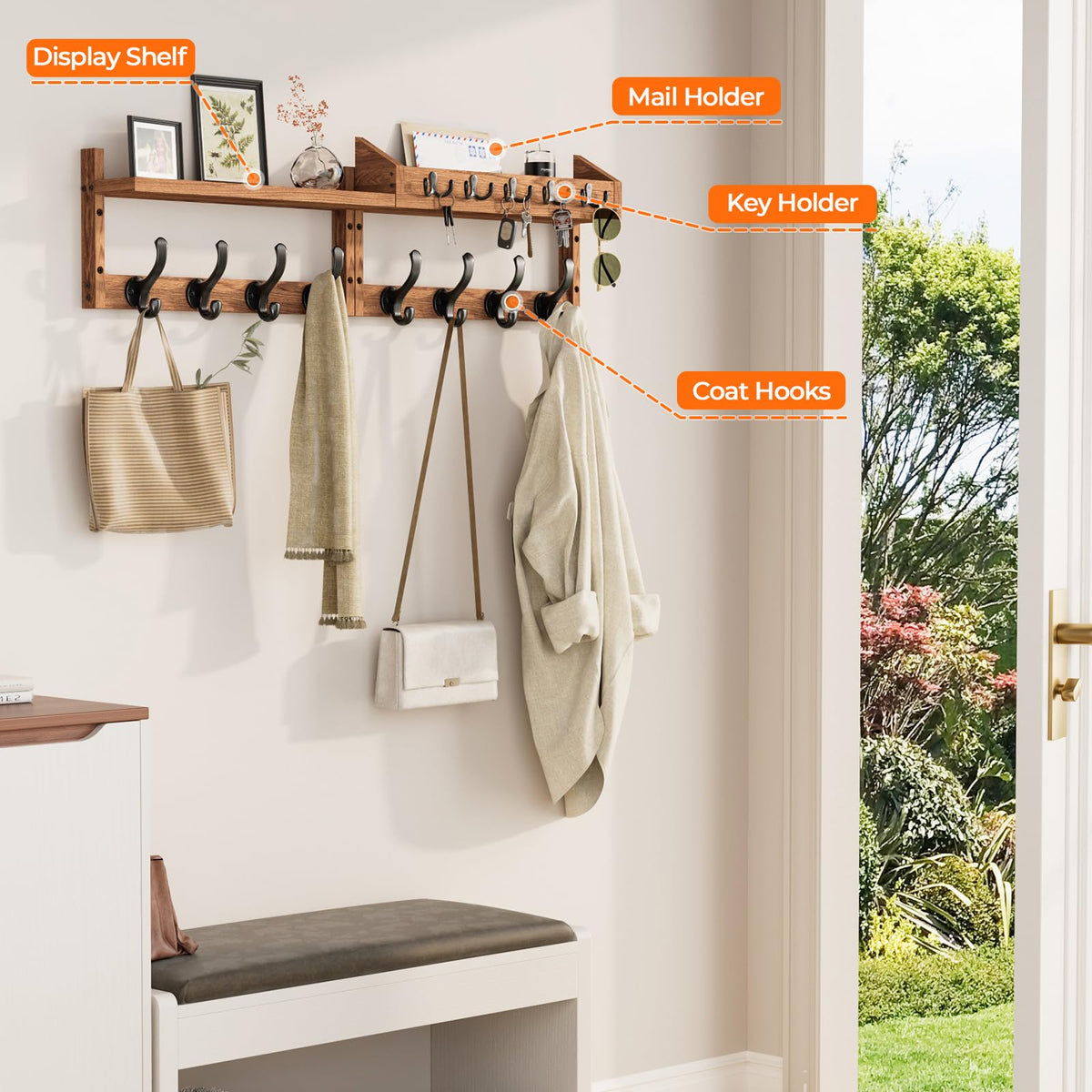 Evermagin dual-hole wall mount adds stability for heavier outfits and bags.