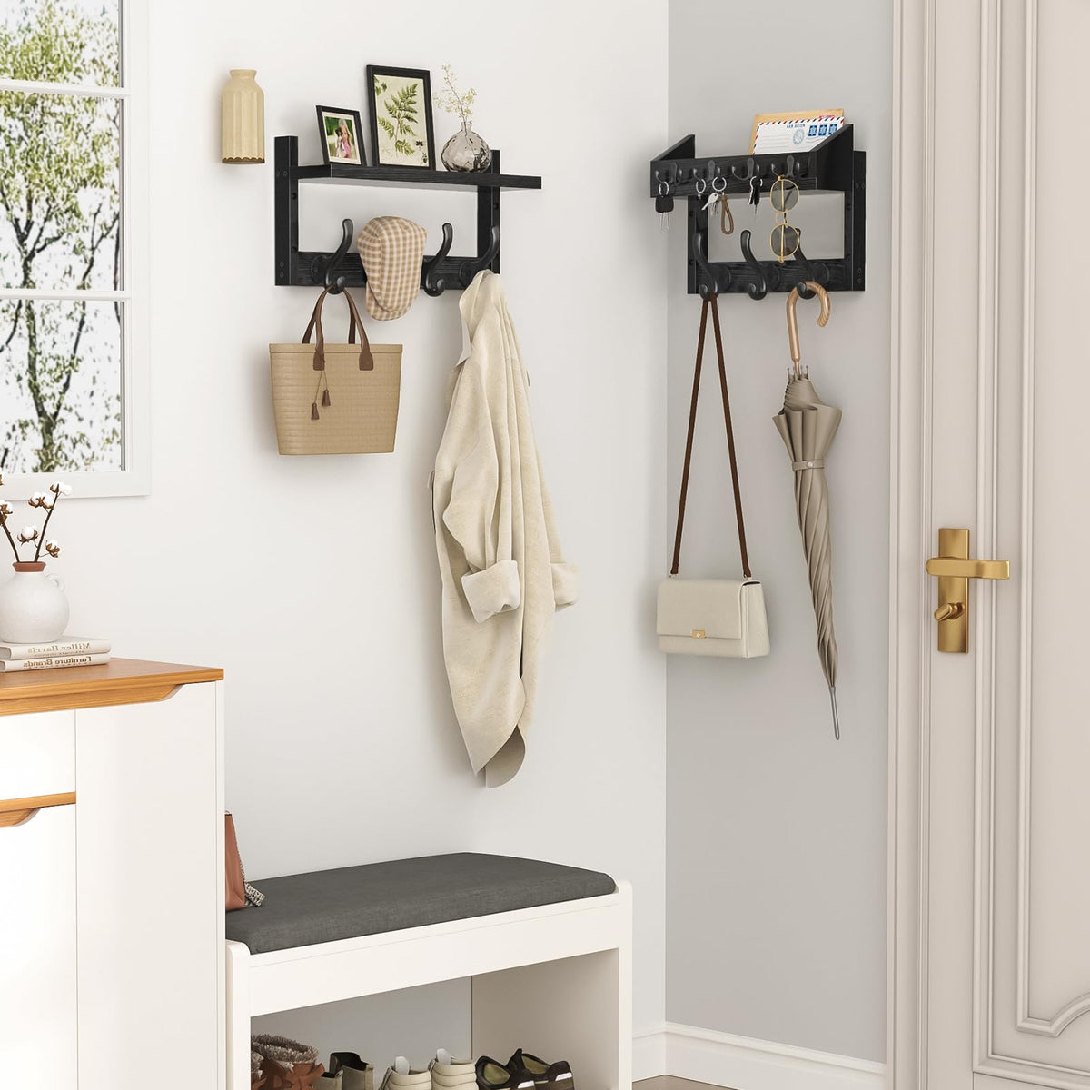 Evermagin entryway organizer with built-in mail holder