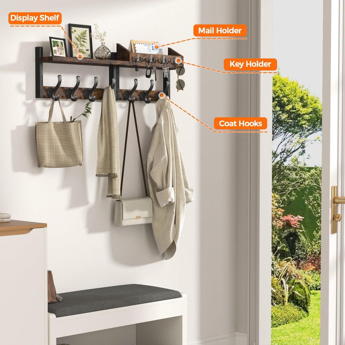 Evermagin entryway mail holder keeps letters neatly in one spot.