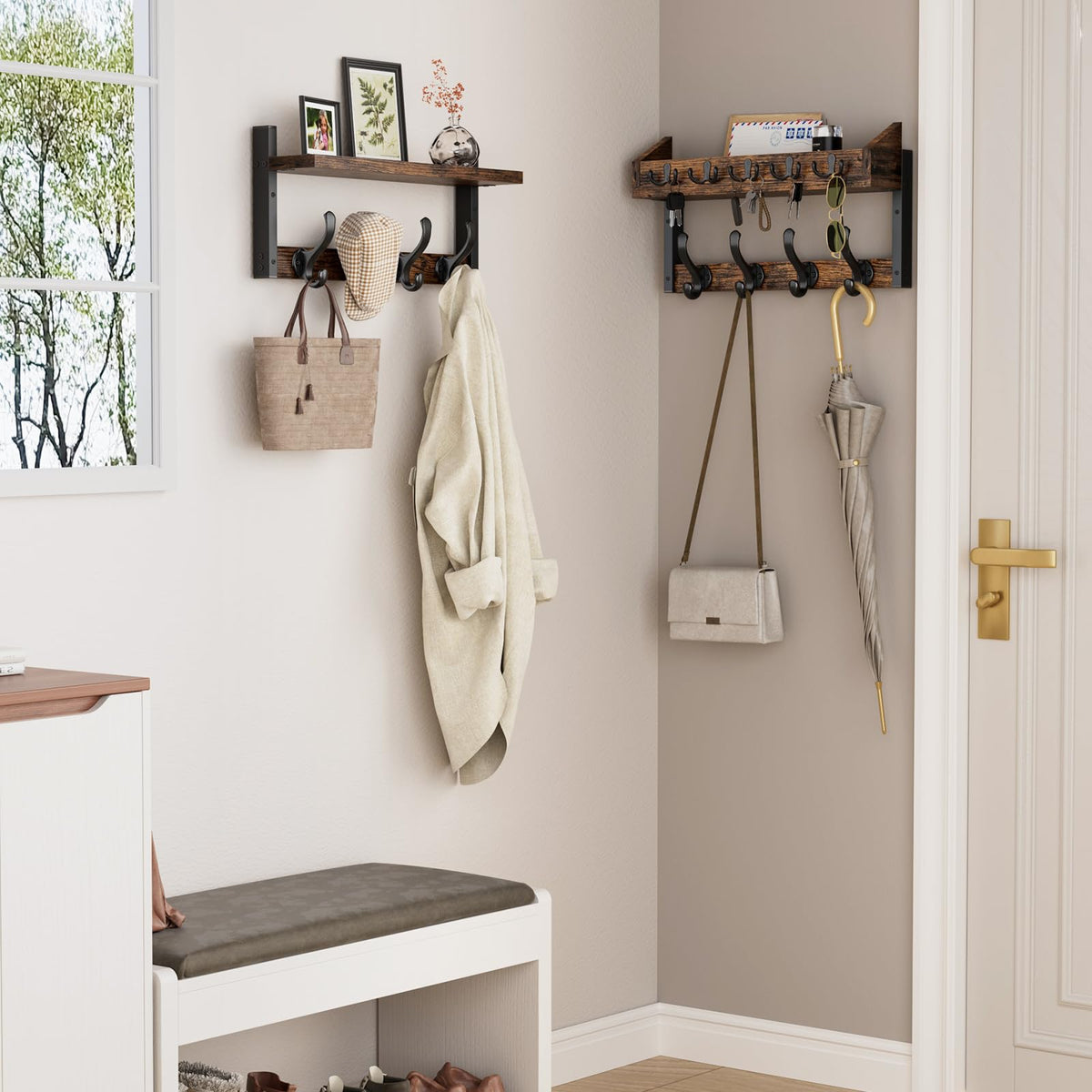 Evermagin rustic brown wood finish detail adds warmth.