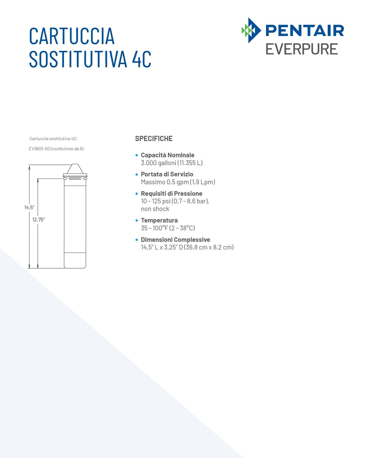 Everpure 4C cart water filter SGL packaging shows OEM replacement compatibility.
