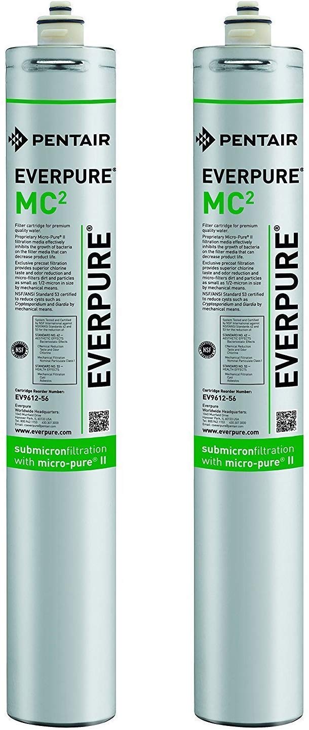 Everpure EV961256 MC 2 Cart filter media shows antimicrobial protection for cleaner beverage paths.