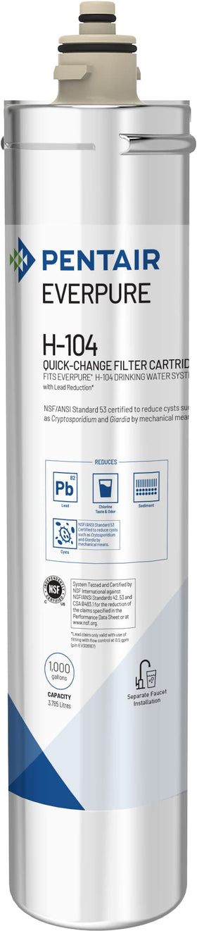 Everpure H-104 front view filter cartridge for home use and clean water.