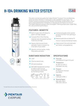 Everpure H-104 filtered water poured into a glass for daily use.