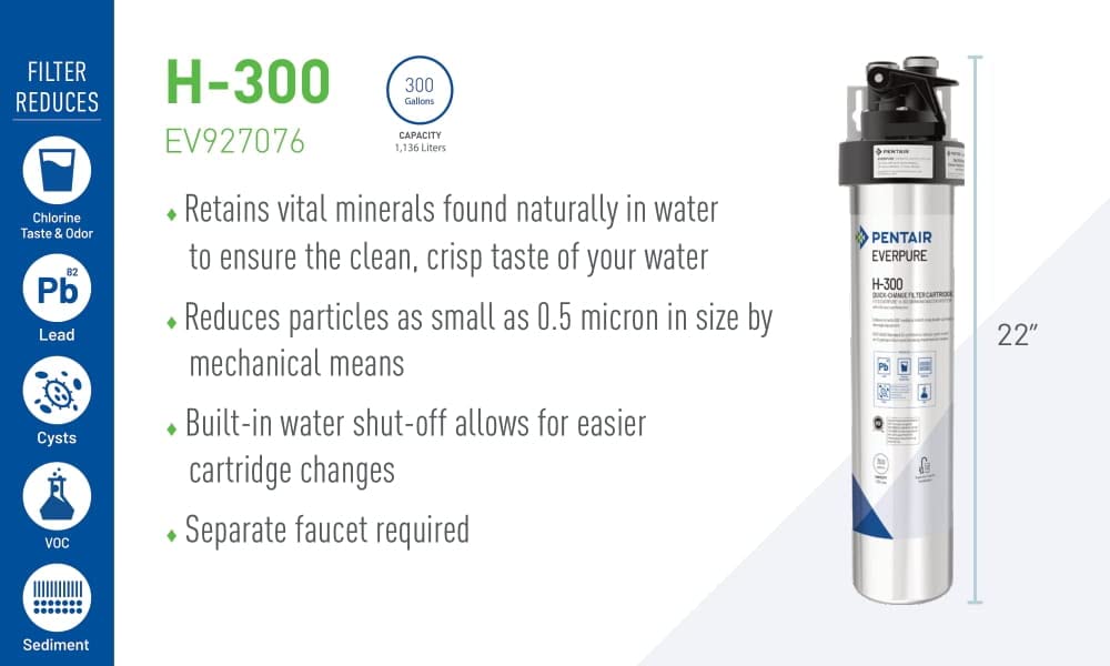 Everpure H-300 under-sink installation demonstrates compact filtration