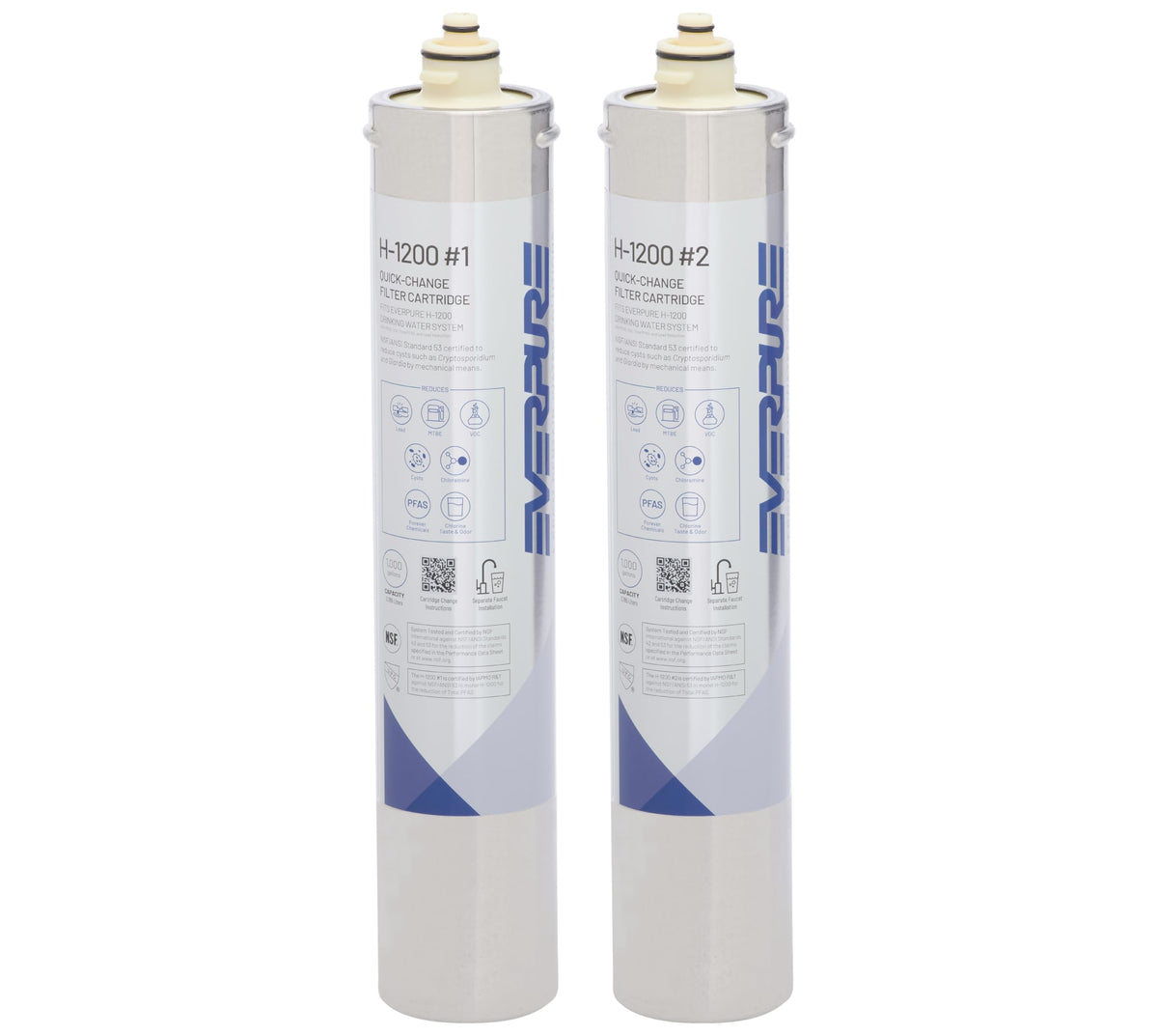 Everpure H-1200 under-sink installation showing a compact setup for water filtration.