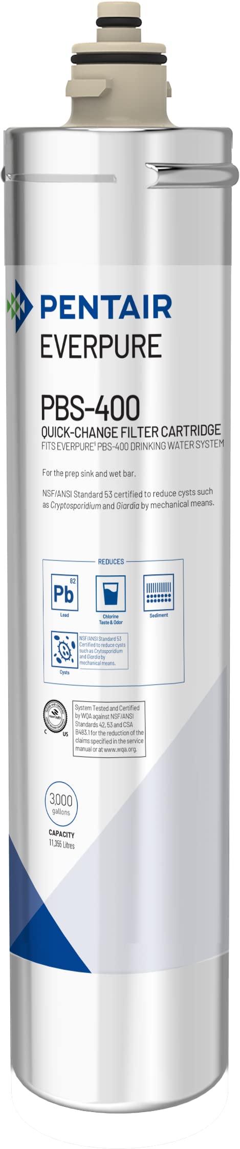 Everpure PBS-400 front view, compact under-sink filtration for home use.