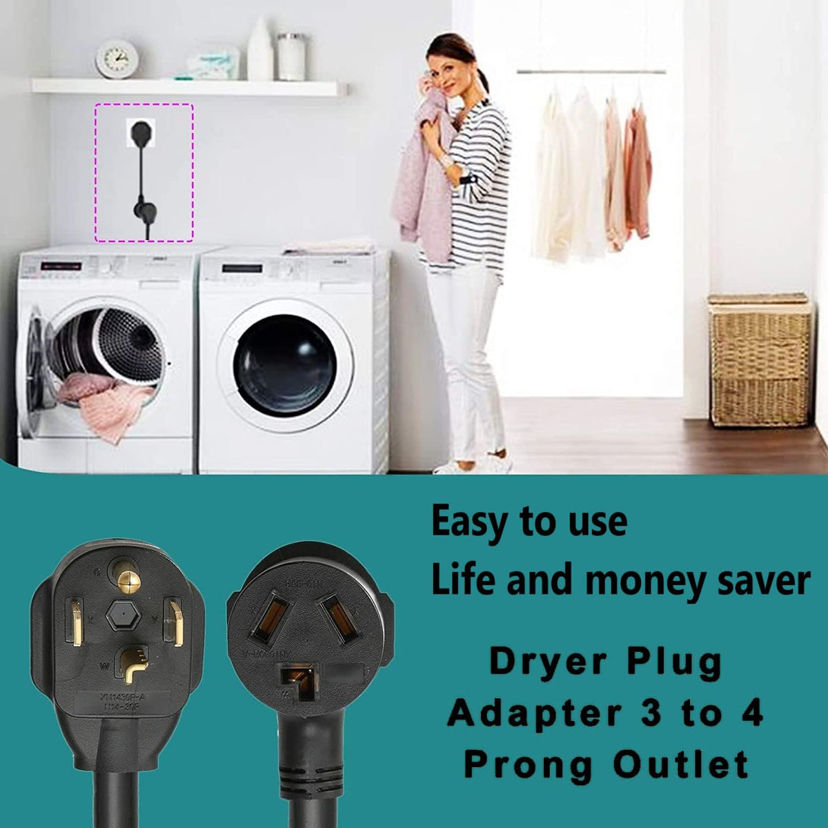 Eversimpleinc compact 1-foot dryer adapter for neat laundry setup