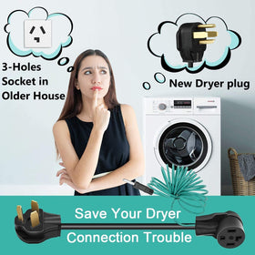 Eversimpleinc green ground wire detail on dryer adapter for safety grounding