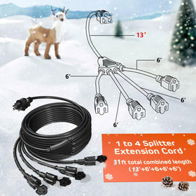 Heavy-gauge 16 AWG SJTW outdoor cord supports multiple devices