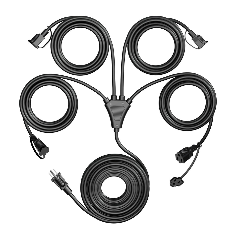Eversimpleinc outdoor 46 ft splitter cord ready for flexible power reach
