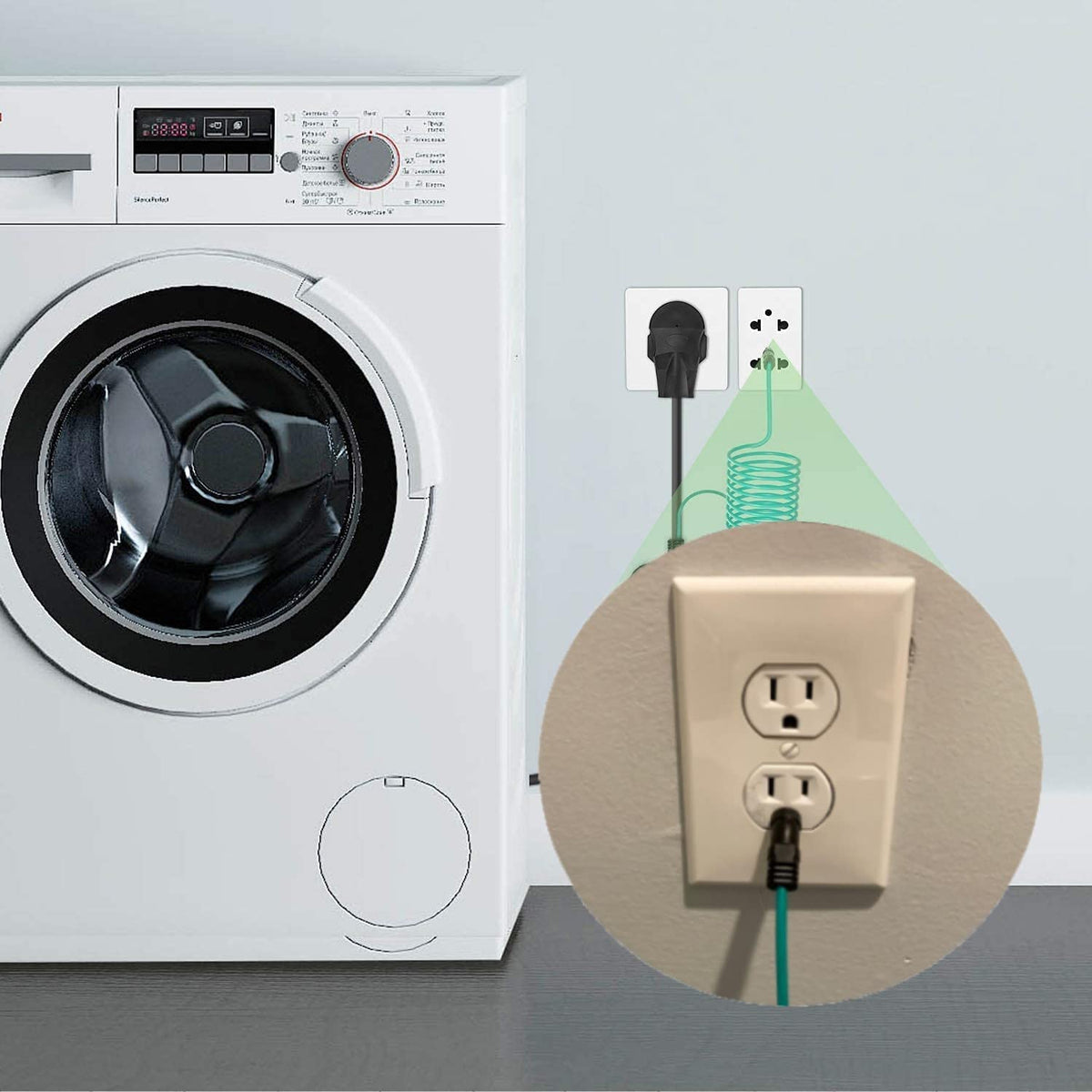 Eversimpleinc right-angle 30A dryer adapter in use for compact installation