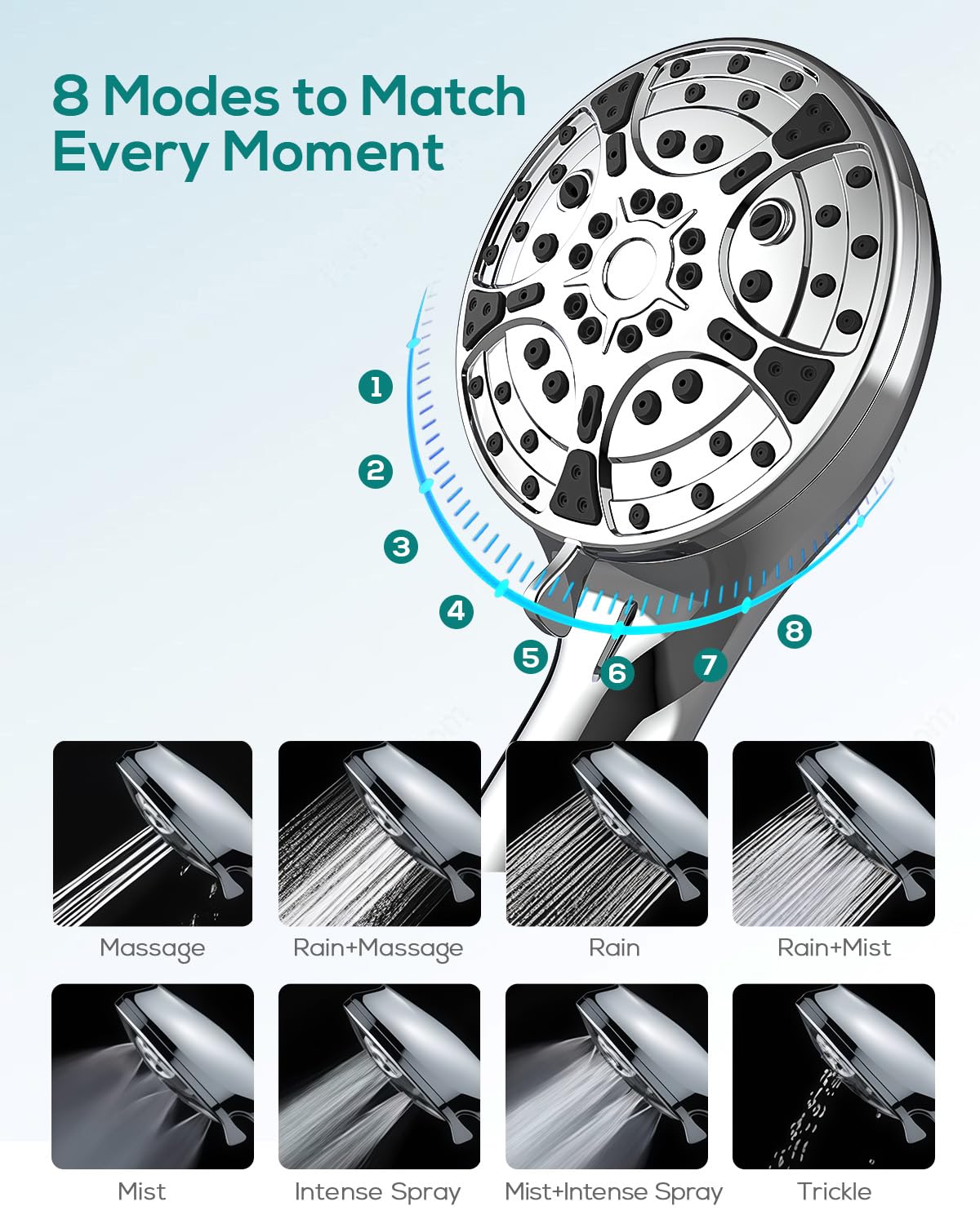 EVERSTEIN filtered shower head 71-inch hose extends reach for baths