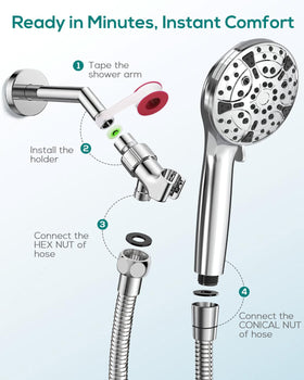 EVERSTEIN filtered shower head multi-layer filter with VC Maifan stone