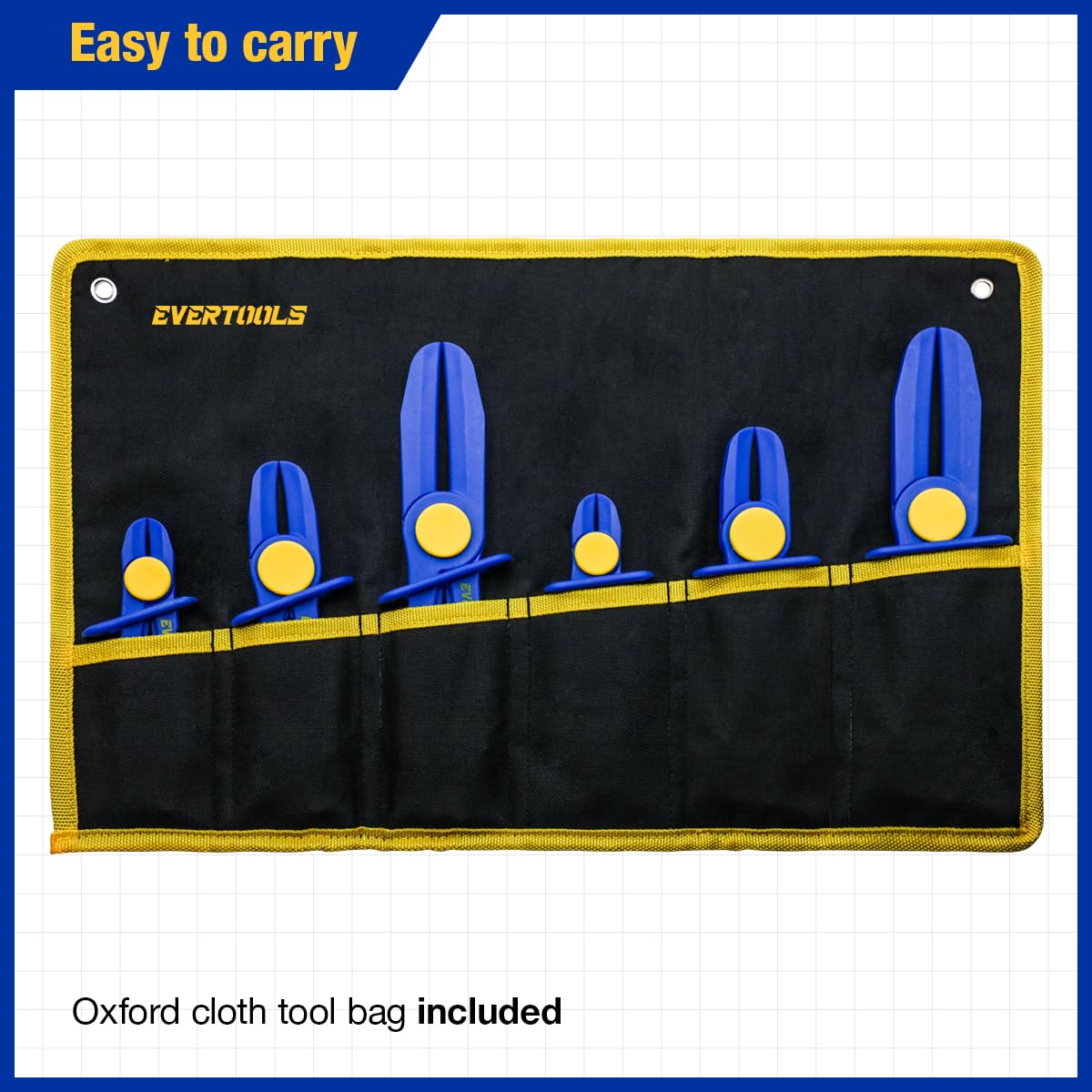 Evertools ergonomic non-slip handles reduce fatigue during clamping