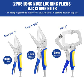 Evertools locking pliers with a 6 inch C-clamp grip for flat workpieces