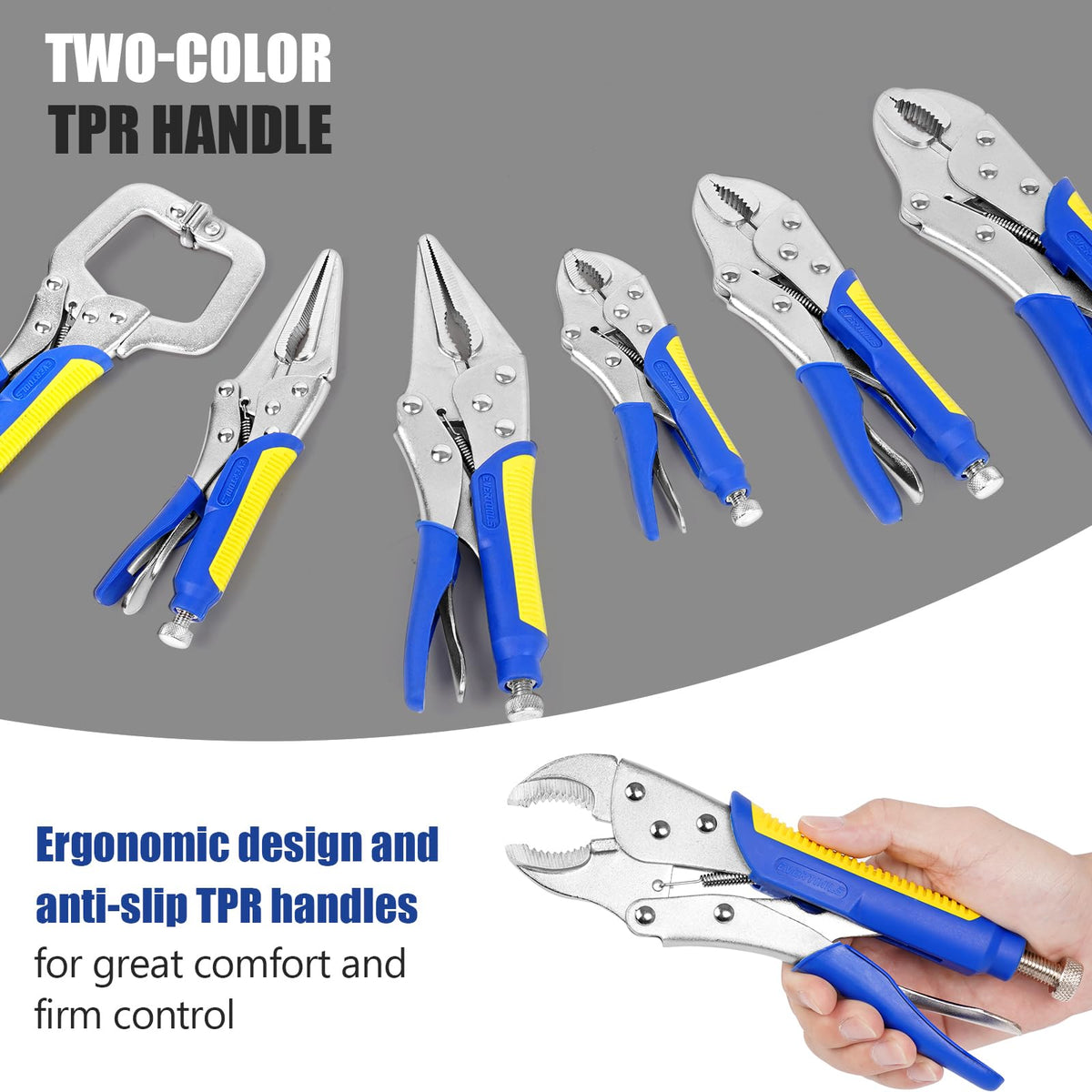 Evertools ergonomic TPR handles reduce fatigue during use