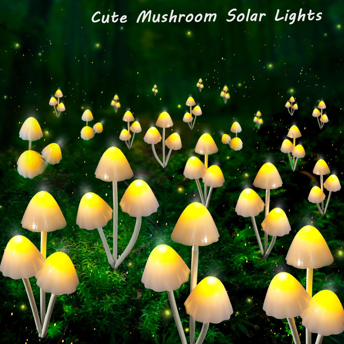 Evicyego mushroom lights create warm garden ambience for tranquil evenings.