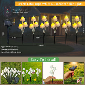 Evicyego mushroom lights install easily by staking into soil for instant setup.