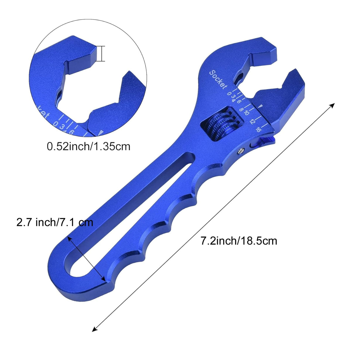 EVIL ENERGY AN wrench blue full-length view emphasizing lightweight aluminum design